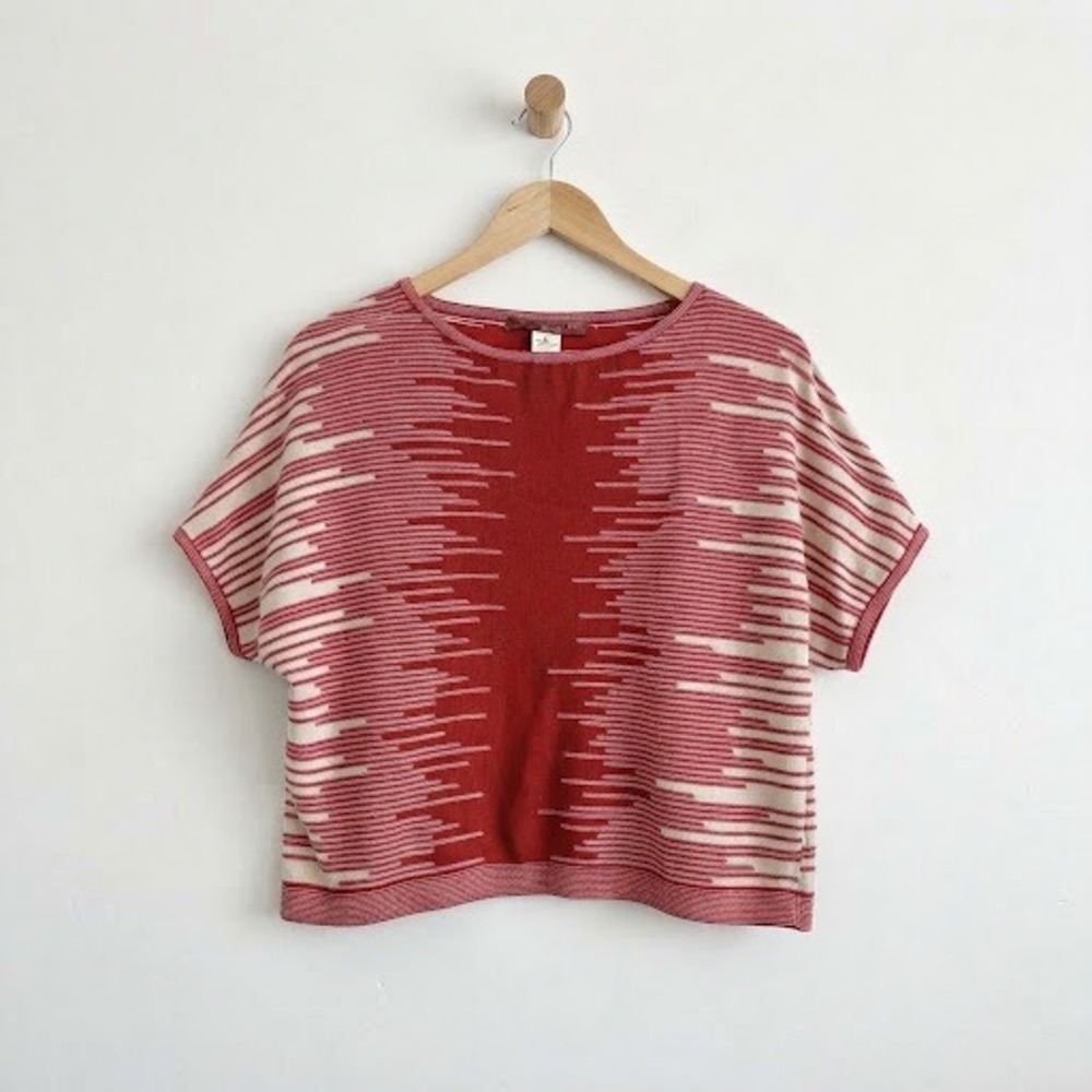 Beyond Threads Pima Cotton Knit Top L Art Teacher Bohemian Minimalist⁠ Red White